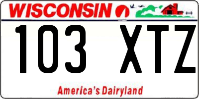 WI license plate 103XTZ