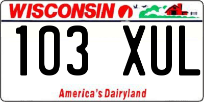 WI license plate 103XUL