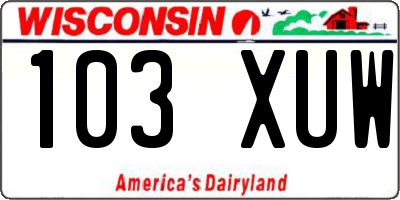 WI license plate 103XUW