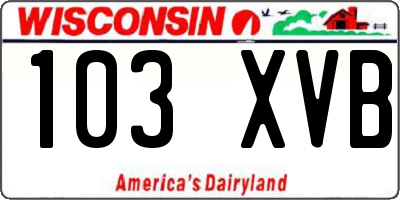WI license plate 103XVB