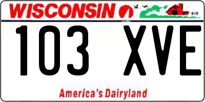 WI license plate 103XVE