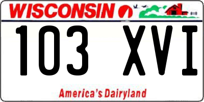 WI license plate 103XVI