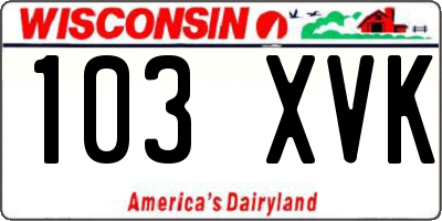 WI license plate 103XVK