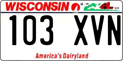 WI license plate 103XVN