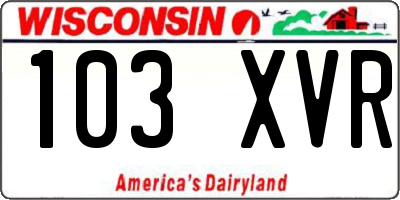 WI license plate 103XVR