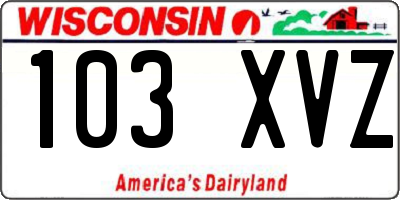 WI license plate 103XVZ
