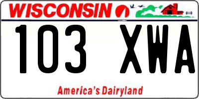 WI license plate 103XWA