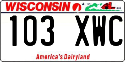 WI license plate 103XWC
