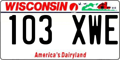 WI license plate 103XWE