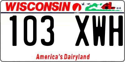 WI license plate 103XWH