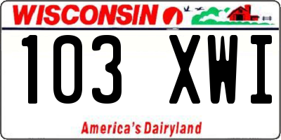WI license plate 103XWI