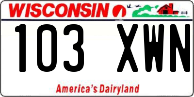 WI license plate 103XWN