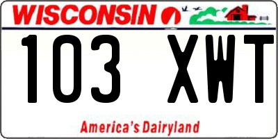 WI license plate 103XWT