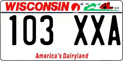 WI license plate 103XXA