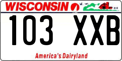 WI license plate 103XXB