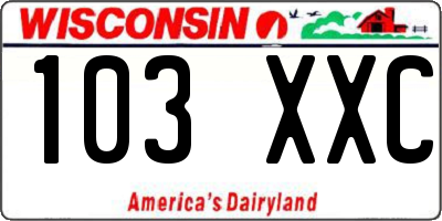 WI license plate 103XXC