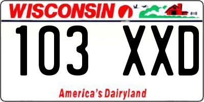 WI license plate 103XXD
