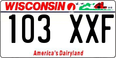 WI license plate 103XXF