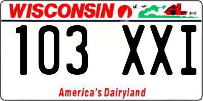 WI license plate 103XXI