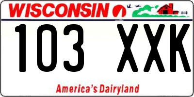 WI license plate 103XXK