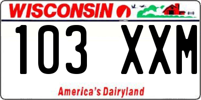 WI license plate 103XXM