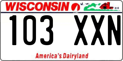 WI license plate 103XXN