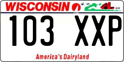 WI license plate 103XXP