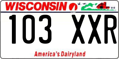 WI license plate 103XXR