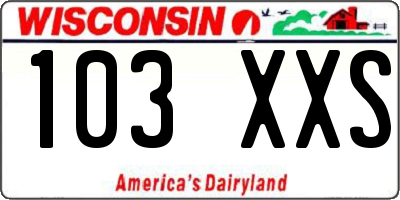 WI license plate 103XXS