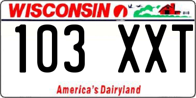 WI license plate 103XXT