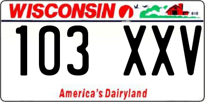 WI license plate 103XXV