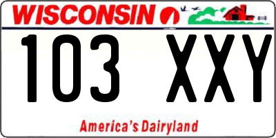 WI license plate 103XXY