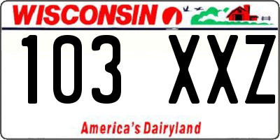 WI license plate 103XXZ
