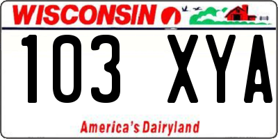 WI license plate 103XYA