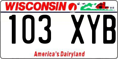 WI license plate 103XYB