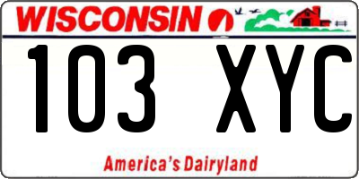 WI license plate 103XYC