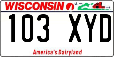 WI license plate 103XYD
