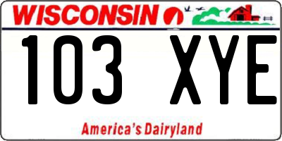 WI license plate 103XYE