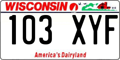 WI license plate 103XYF