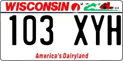WI license plate 103XYH