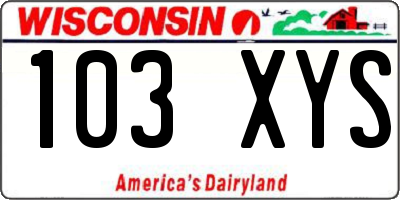 WI license plate 103XYS