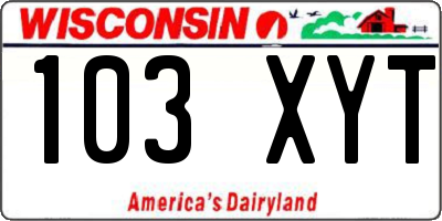 WI license plate 103XYT