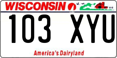 WI license plate 103XYU