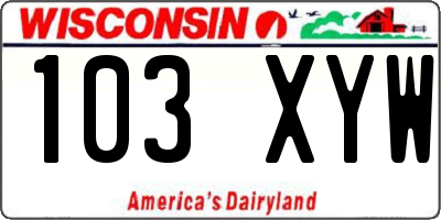 WI license plate 103XYW