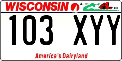 WI license plate 103XYY