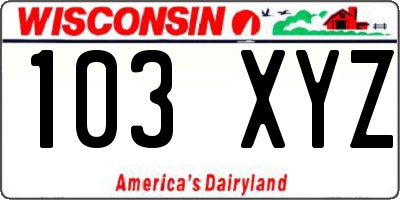 WI license plate 103XYZ