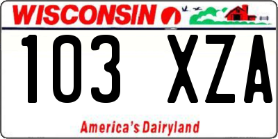 WI license plate 103XZA