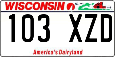 WI license plate 103XZD