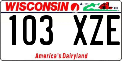 WI license plate 103XZE