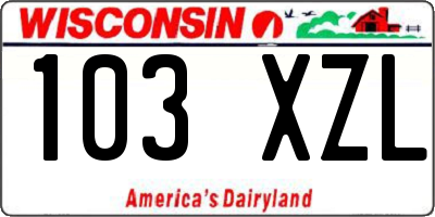 WI license plate 103XZL